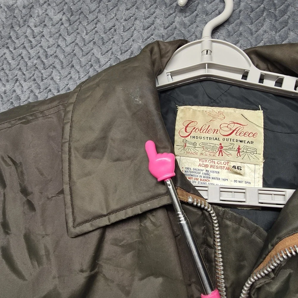 VTG Golden Fleece Industrial Outerwear‎ Jacket Men's 46 Green Quilted Lined USA